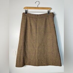 VINTAGE Wool Blend Wrap Skirt Khaki Colour Tartan Style Print, Great Condition